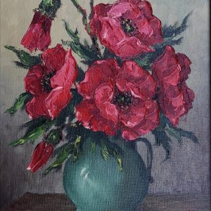 Gerold Eggert, Blumen in Vase, Öl auf Leinwand