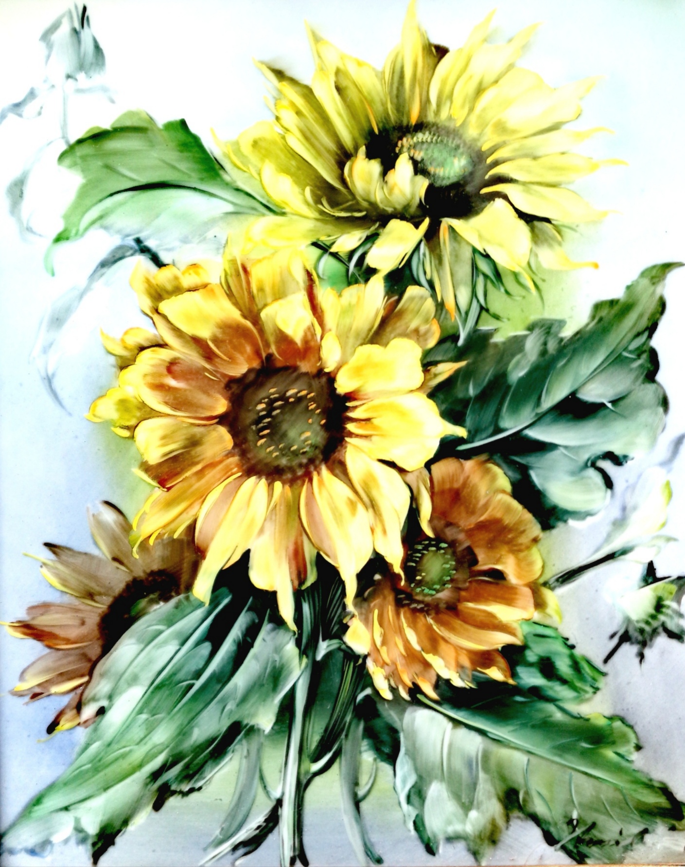 Rosenthal, Sonnenblumen, handgemalt