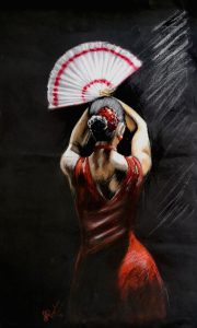 Flamenco Tänzerin, Pastell 
