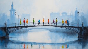 Menschen auf der Brücke